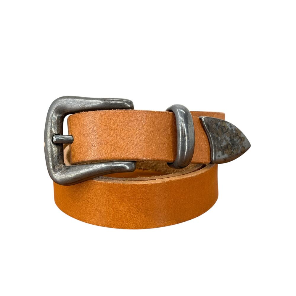 Accessories by‎ Pearl Leather Belt Women SZ M Brown Western Rustic Boho Cowgirl